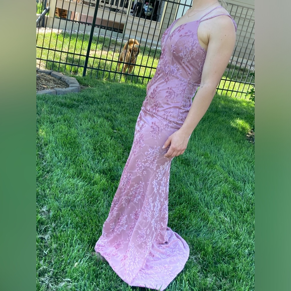 Blush Pink Vintage Style Floral Lace Prom Dress, Size small, Windsor - Picture 11 of 16